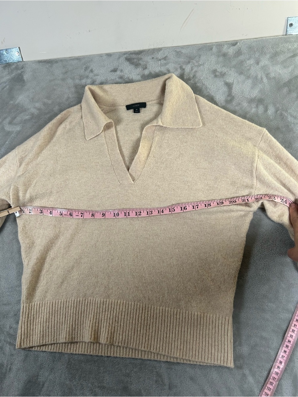 J.Crew Cropped Collared V-Neck Sweater in Beige - Picture 9 of 11